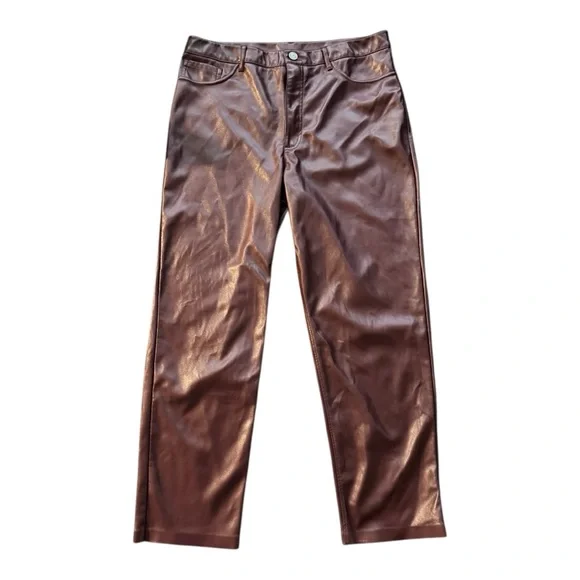 Maroon Faux Leather Pants - Picture 3 of 6